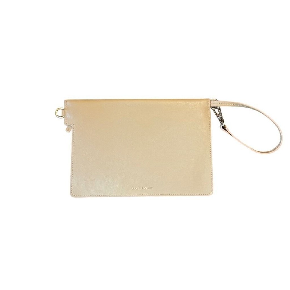 Tan Pebbled Leather Wristlet Clutch Pouch Leatherology Minimalist Quiet Luxury